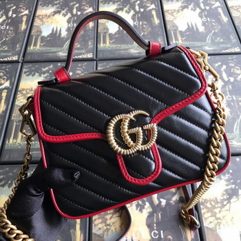 Replica NEW Replica Gucci 583571 GG Marmont Mini Top Handle Bag Black