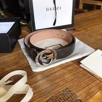 Replica Cheap Replica Gucci Reversible Men Leather Belt Brown Width 4cm With Silver Buckle 107