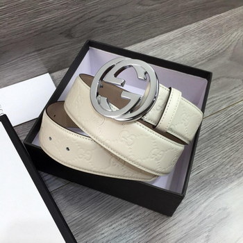 Replica Gucci Width 4cm Men Belt White With Gold Buckle 044