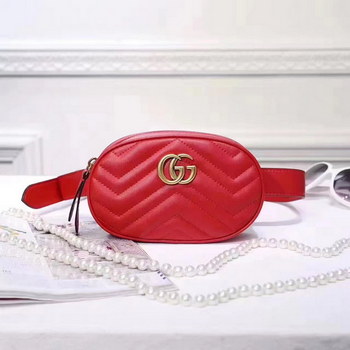Replica Gucci 476434 GG Marmont Matelasse Leather Belt Bag Red