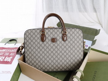 Replica Nice Price Gucci Business case with Interlocking G Brown Leather Details 674140 In Paris Replica