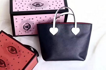 Replica Gucci 457195 Childrens Leather Hearts Tote Bag Dark Blue