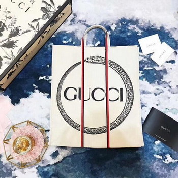 Replica Gucci 484690 Ouroboros Print Tote Cotton Canvas