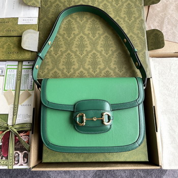 Replica New Replica Gucci 602204 Horsebit 1955 Small Shoulder Bag Green Leather