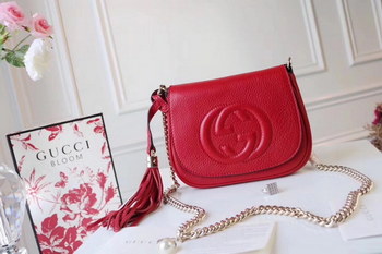 Replica Original Quality Gucci 323190 Flap Chain Leather Shoulder Bag Red