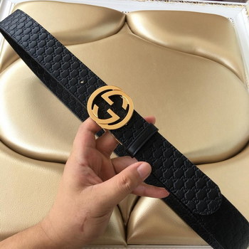 Replica Cheap Replica Gucci Reversible Leather Men Belt Black Width 38cm With Gold Buckle 097