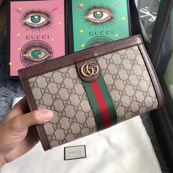 Replica Gucci 493677 Ophidia GG Supreme Women Clutch Bag Coffee