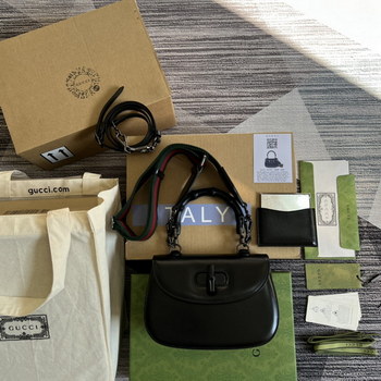 Replica Replica Gucci Small Top Handle Bag with Bamboo Black 1 675797 High End