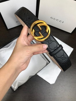 Replica Cheap Replica Gucci Reversible Leather Men Belt Black Width 38cm With Gold Buckle 106