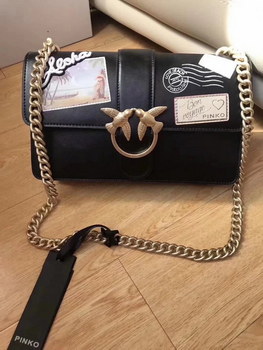 Replica TOP Gucci PINKO Leather Women Shoulder Bag Black