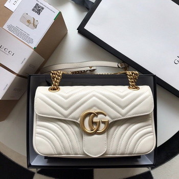 Replica Top Quality Gucci 443497 GG Marmont Small Matelasse Shoulder Bag White