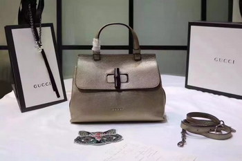 Replica Gucci 370831 Bamboo Daily Leather Top Handles Bags Gold