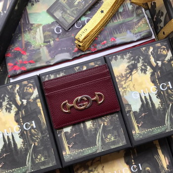 Replica Copy Gucci 570679 Zumi Grainy Leather Card Case Dark Red