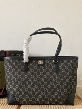 Replica Good Copy Gucci Ophidia Medium Tote with Web Black and Ivory GG Denim Jacquard 631685