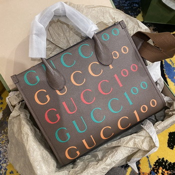 Replica Best Gift Replica Gucci 100 Large Tote Bag Print Brown Leather For Men