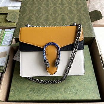 Replica Copy Gucci 400249 Dionysus Small Shoulder Bag Burnt Orange and White Grainy Leather 20cm