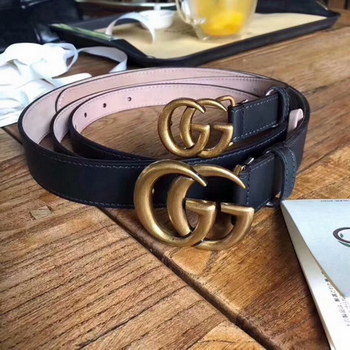 Replica Cheap Replica Gucci Women Leather Belt Width 3cm and 2m With Gold Buckle 075