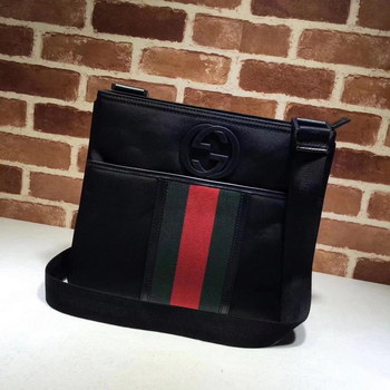 Replica Gucci 181067 Web Nylon Men Messenger Bag Black