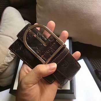 Replica Cheap Replica Gucci Men Leather Belt Width 38cm With Silver Buckle 071