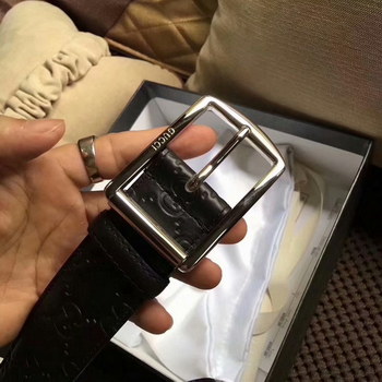 Replica Cheap Replica Gucci Men Leather Belt Width 38cm With Silver Buckle 072