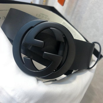 Replica Cheap Replica Gucci Men Leather Belt Black Width 38cm With Bronze Black Buckle 092