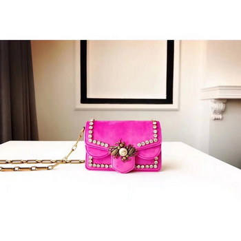 Replica Gucci 489218 Broadway Pink Velvet Mini Bag