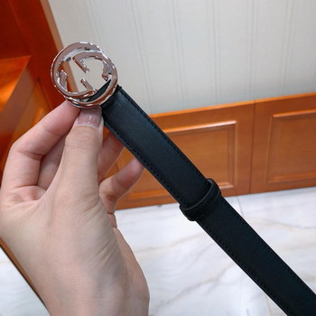 Replica Gucci 370717 Women Leather Belt White With Silver Buckle 041