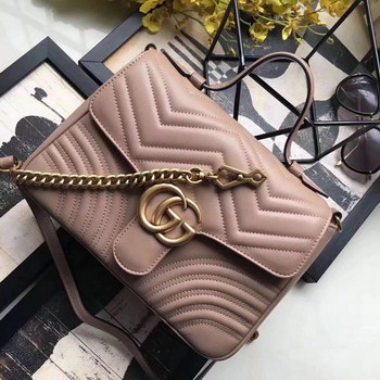 Replica Gucci 498110 GG Marmont Small Top Handle Bag Light Pink Leather