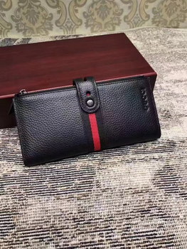 Replica Gucci 201703 Men Leather Hasp Wallet Black