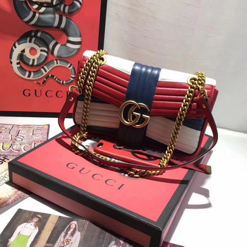 Replica Gucci New GG Marmont Navy Style Leather Shoulder Bag