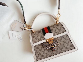Replica Gucci Queen Margaret GG Small Top Handle Bag White Leather 476541