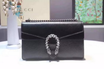 Replica Gucci New Dionys00249 Leather Chain Shoulder Black Bag With Diamonds