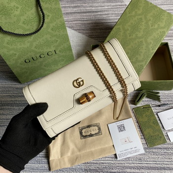 Replica Replica Gucci 658243 Diana Chain Wallet with Bamboo White Leather