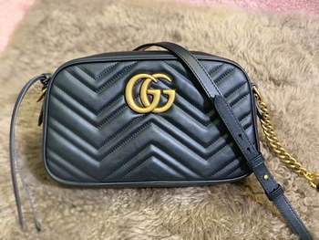 Replica 1 1 Replica Gucci 447632 GG Marmont Small Matelasse Shoulder Bag Black