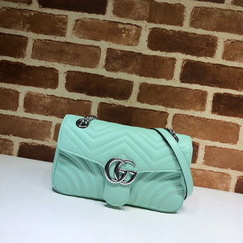 Replica Original Copy Replica Gucci 443497 GG Marmont Small Shoulder Bag Pastel Green Diagonal Matelasse Leather