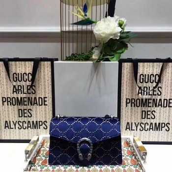 Replica NEW Replica Gucci 476432 Dionysus GG Velvet Small Shoulder Bag Blue