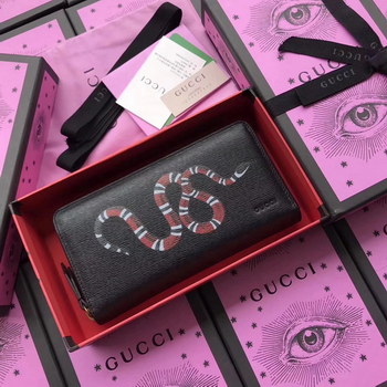Replica Gucci 451273 Kingsnake Print Leather Zip Around Wallet