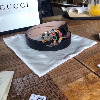 Replica Cheap Replica Gucci Women Leather Belt Width 3cm and 2m With Gold Buckle 074