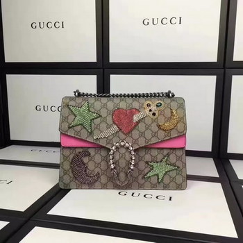 Replica Gucci 403348 9759 Dionysus Embroidered GG Supreme Shoulder Bag