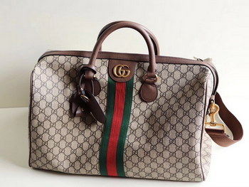 Replica Copy Gucci 547959 Carry on Duffle Travel Bag Beige Ebony GG Supreme Canvas