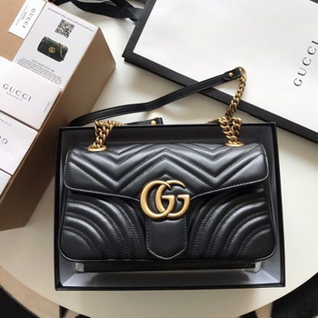 Replica Top Quality Gucci 443497 GG Marmont Small Matelasse Shoulder Bag Black