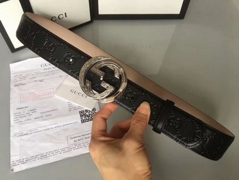 Replica Cheap Replica Gucci Men Leather Belt Width 38cm With Silver Rotating Buckle 068