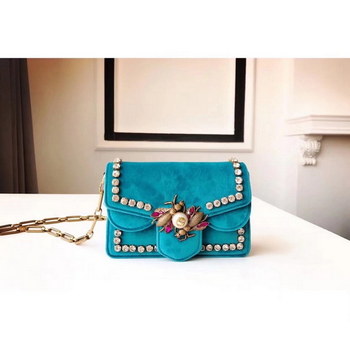 Replica Gucci 489218 Broadway Blue Velvet Mini Bag