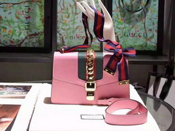 Replica Gucci 431666 Sylvie Leather Mini Chain Bag Pink