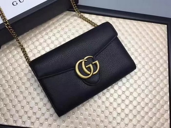 Replica Gucci 401232 GG Marmont Leather Mini Chain Bag Black