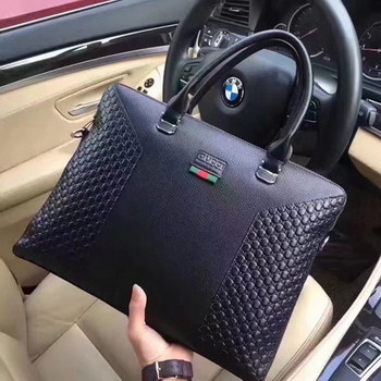 Replica Gucci 634 1 Men Signature Leather Briefcase Black
