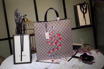 Replica Gucci 450950 Snake Print Soft GG Supreme Tote