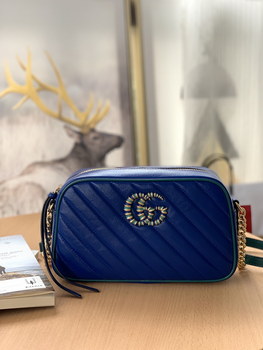 Replica Replica Gucci 447632 GG Marmont Small Shoulder Bag Blue