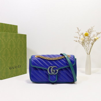 Replica New Replica Gucci GG Beloved Marmont Shoulder Bag Blue 26cm