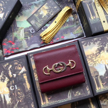 Replica Copy Gucci 573622 Women Zumi Grainy Leather Wallet Red